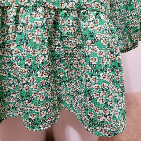 W5 top Medium floral print peplum peasant tie neck keyhole boho Anthropologie - Picture 7 of 11